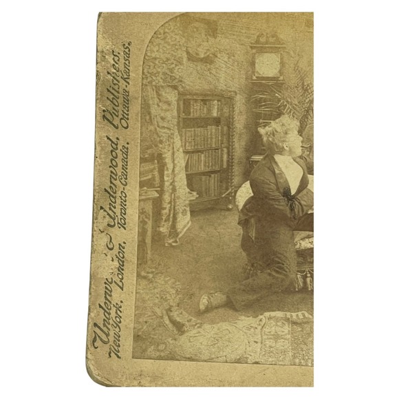 Underwood 1901 Stereoview Card Heaven Save Us Mary Whats That Noise Antique - Picture 3 of 6